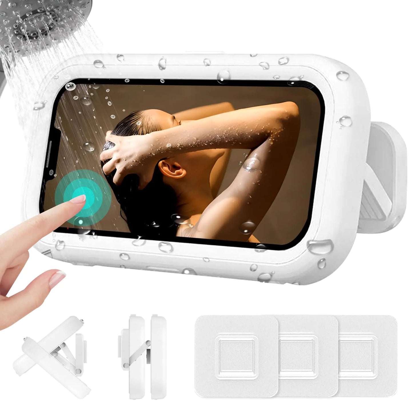 Gadget Grounds Waterproof Phone Holder for Shower - 2023 Upgraded 480° Rotation - Compatible with iPhone 15/14/13/12/11 Pro Max Samsung Galaxy and More (Up to 7" Phones)