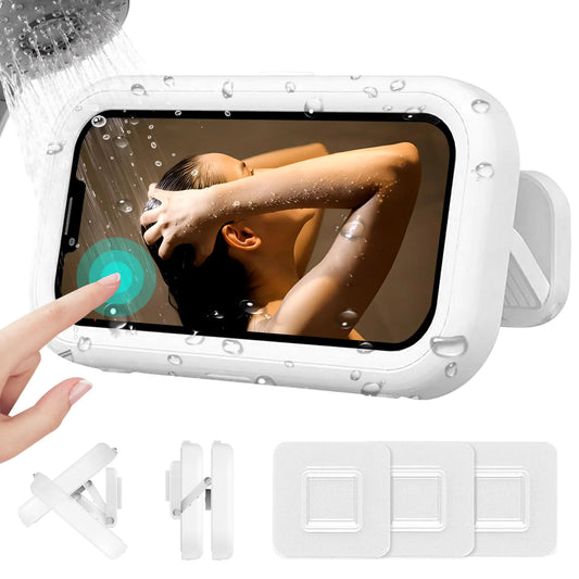 Gadget Grounds Waterproof Phone Holder for Shower - 2023 Upgraded 480° Rotation - Compatible with iPhone 15/14/13/12/11 Pro Max Samsung Galaxy and More (Up to 7" Phones)